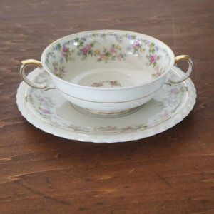 Princess China Chalfonte Cream Soup Bowl & Saucer